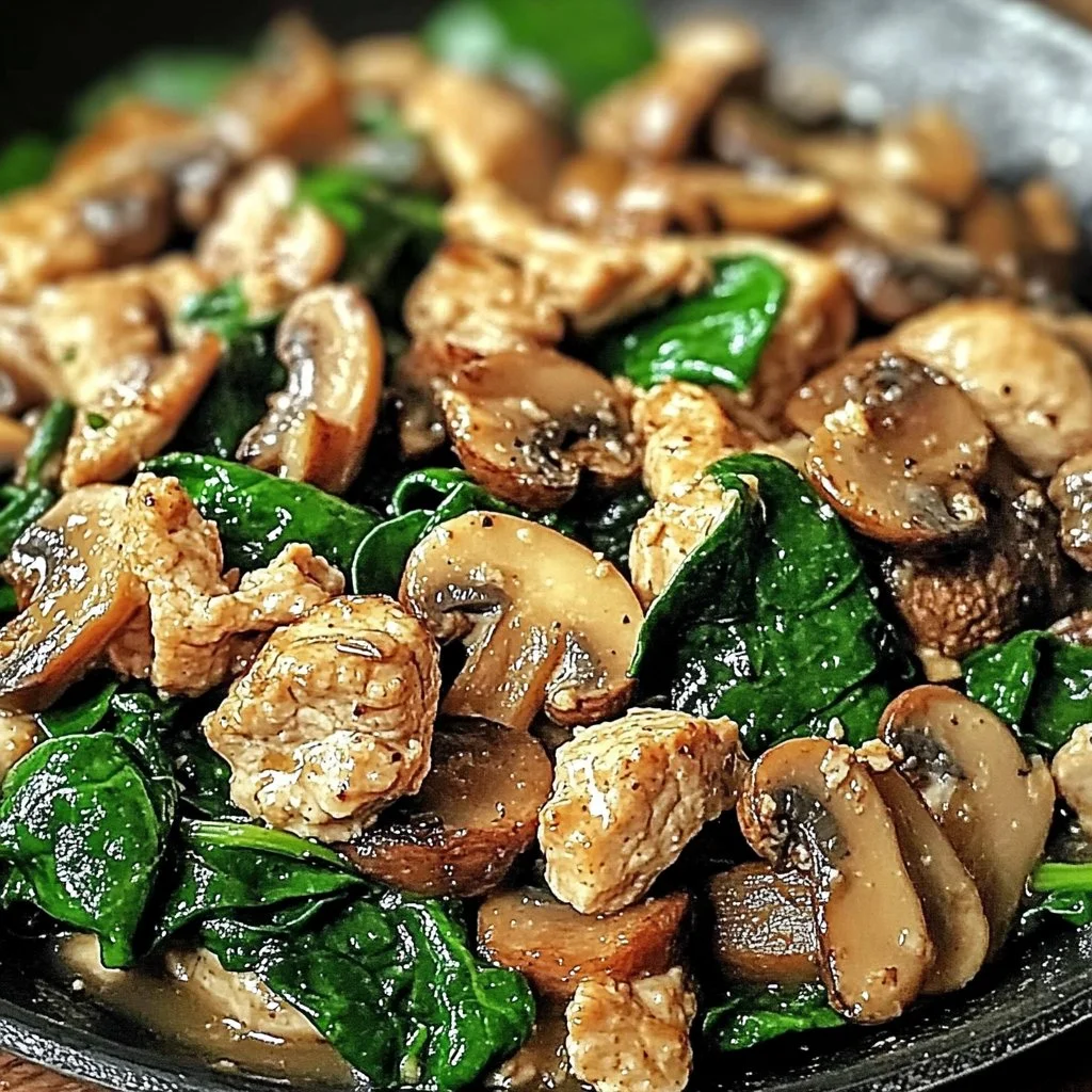 Turkey Spinach Mushroom Skillet