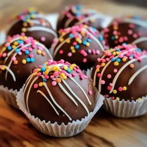 Valentine's cake balls topped with pink and red sprinkles