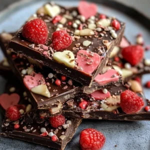 Homemade Valentine's Day chocolate bark decorated with hearts and sprinkles