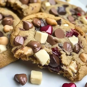 Delicious Valentine’s Day kitchen sink cookies with colorful toppings.