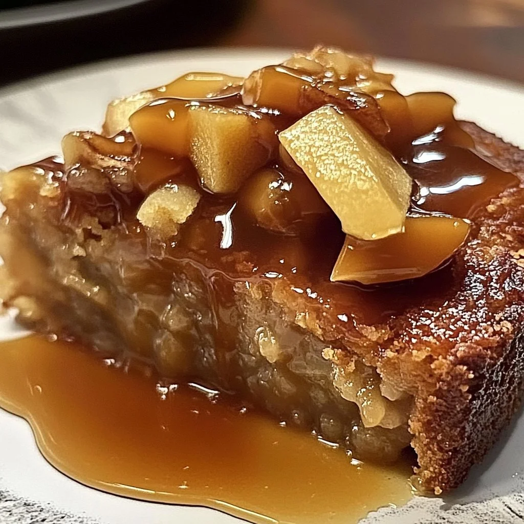 Apple Date Chai Pudding Cake with Warm Caramel Bliss