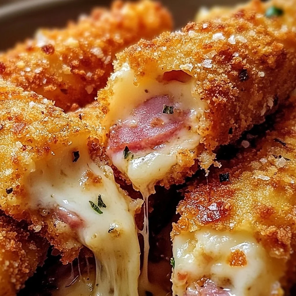 Baked Ham & Cheese Mozzarella Sticks