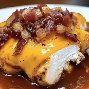 Delicious BBQ Bacon Cheddar Chicken garnished and ready to serve