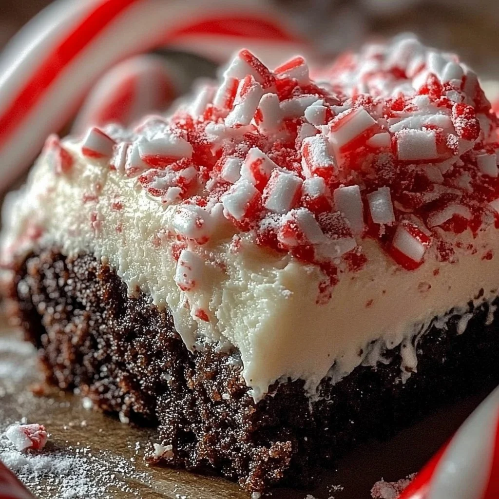 Delicious Candy Cane Lush dessert with peppermint and creamy layers
