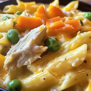 Delicious Chicken Pot Pie Pasta dish served in a bowl.