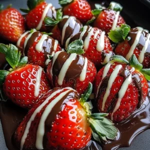 Delicious chocolate-covered strawberries arranged on a plate.