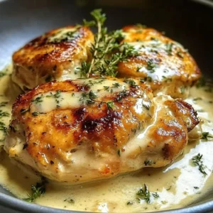 Delicious creamy chicken main course served with vegetables.