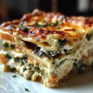 Garden vegetable lasagna loaded with fresh vegetables and melted cheese
