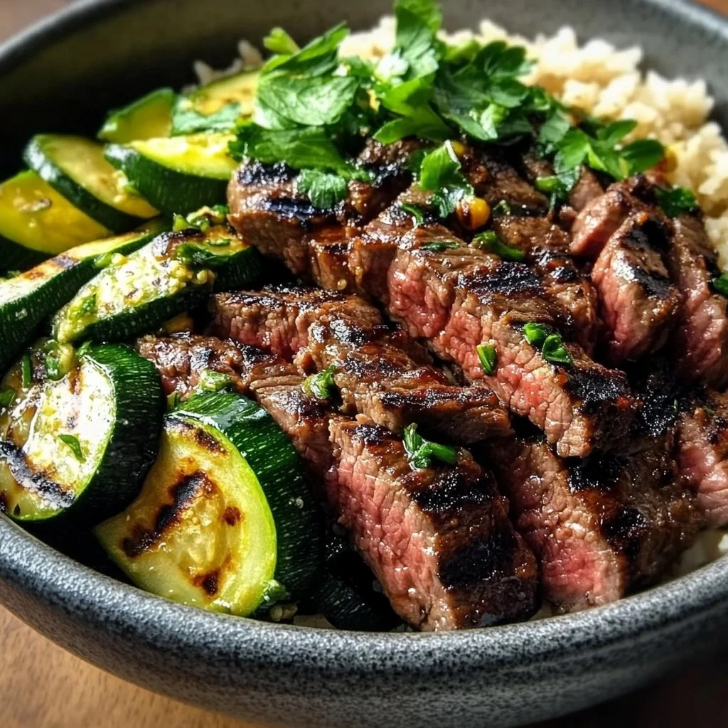 Grilled Steak Bowl with Zucchini