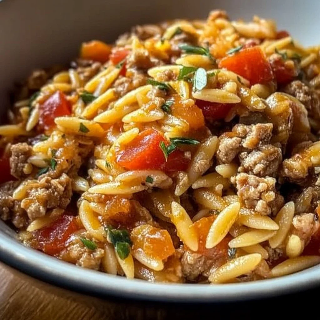 Ground Turkey Orzo Skillet