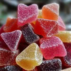 Bowl of colorful homemade gum with various flavors and shapes.