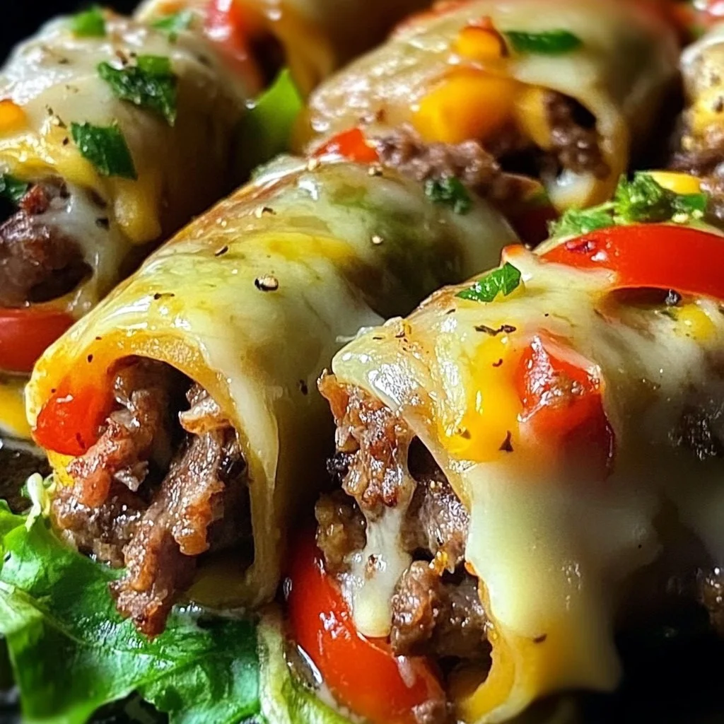 Delicious Keto Philly Cheesesteak Rolls with low-carb ingredients