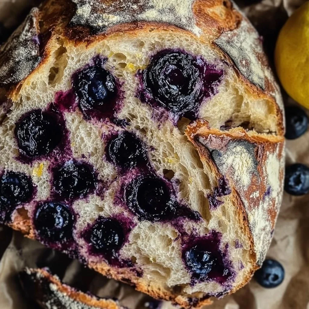 Lemon Blueberry Sourdough Bread fresh out of the oven