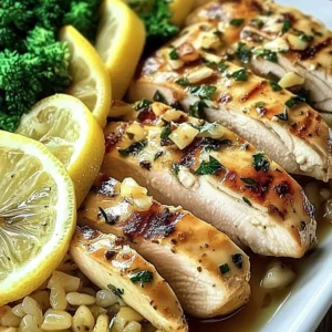 Lemon garlic chicken dish prepared for meal prep on a wooden table