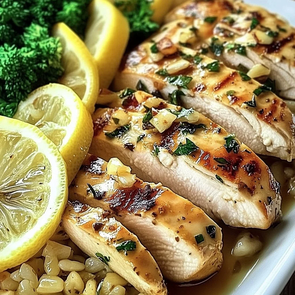 Lemon garlic chicken dish prepared for meal prep on a wooden table