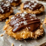 Delicious No Bake Samoa Cookies with caramel, chocolate, and coconut toppings.