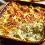 Paula Deen's creamy artichoke dip served in a bowl
