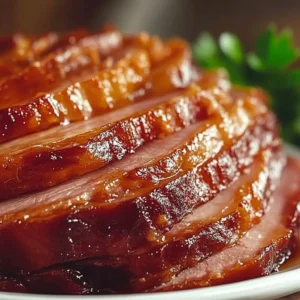 Slow Cooker Amish Christmas Ham ready to serve for holiday celebrations