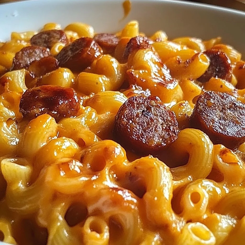 Spicy BBQ Cheddar Mac with Smoked Sausage