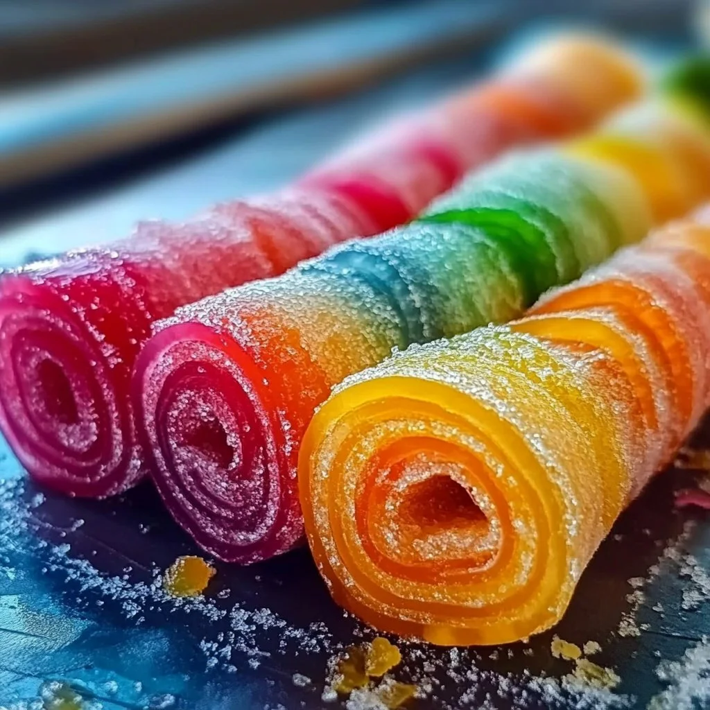 Colorful vodka rainbow rollups with sweet and sour flavors