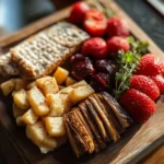 Couple enjoying a cozy Valentine's Day indoor picnic with heartfelt details.