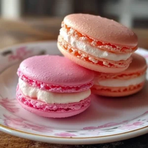 Beautiful Valentine's Day macarons in heart shapes and romantic colors