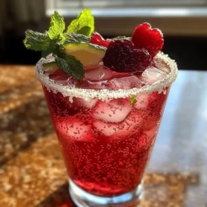 Colorful Valentine's Day mocktails garnished with fresh fruits and herbs