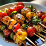 Delicious Valentine's Day skewers garnished with heart-shaped fruits and veggies
