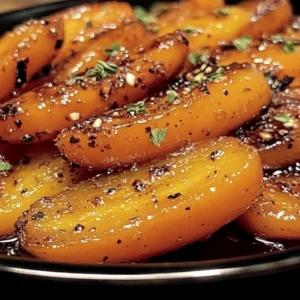 Amish baked honey-glazed carrots served as a tasty side dish