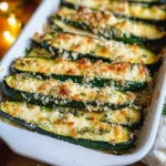 Baked Parmesan Zucchini slices topped with cheese and baked to perfection
