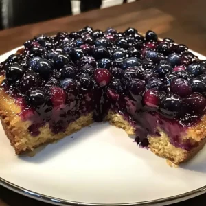 Blueberry Vanilla Upside Down Cake with fresh blueberries and vanilla flavor