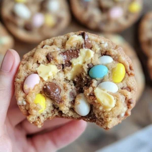 Batch of Cadbury Mini Egg Cookies with browned butter on a baking sheet