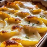 Delicious cheesy easy scalloped potatoes baked to perfection