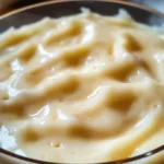 Delicious classic vanilla pastry cream in a dessert bowl.