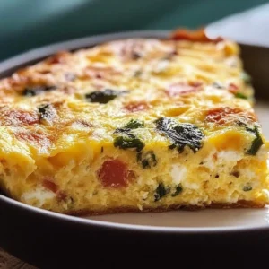 Baked cottage cheese frittata with vegetables on a plate