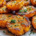 Crispy smashed carrot bites served in a bowl with herbs