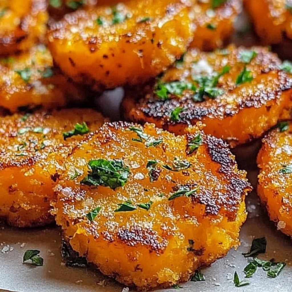 Crispy smashed carrot bites served in a bowl with herbs
