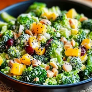 Delicious broccoli salad with zesty poppyseed dressing on a plate