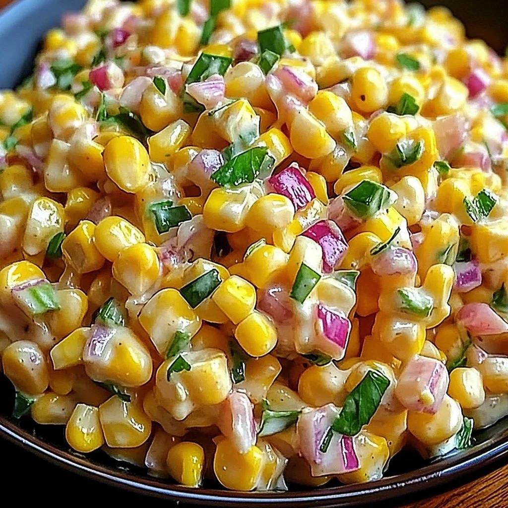 Bowl of delicious crack corn salad topped with fresh herbs