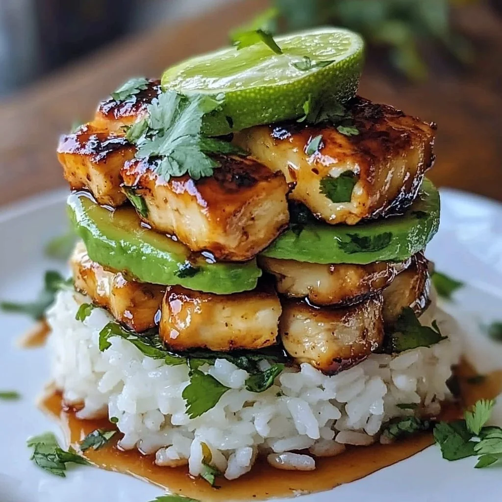 Delicious Honey Lime Chicken & Avocado Rice Stack Recipe