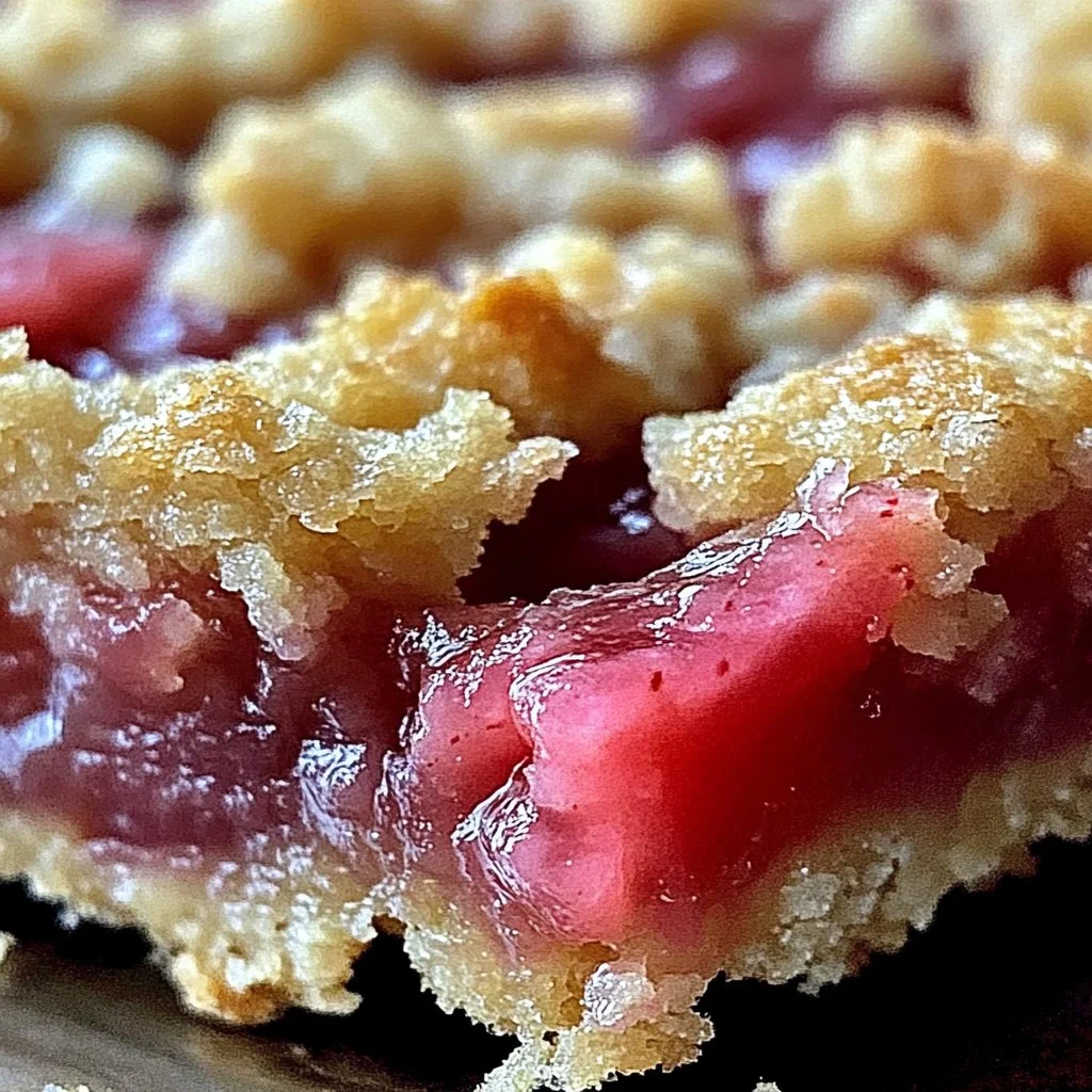 Easy 3 Ingredient Rhubarb Squares on a plate