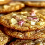 Delicious plate of easy and irresistible rhubarb cookies with a perfect crumble