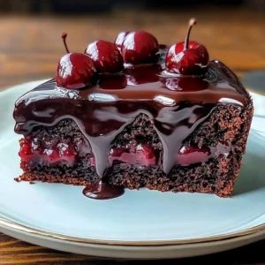 Irresistible chocolate cake with rich cherry pie filling