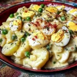 Irresistible easy potato salad with eggs in a bowl