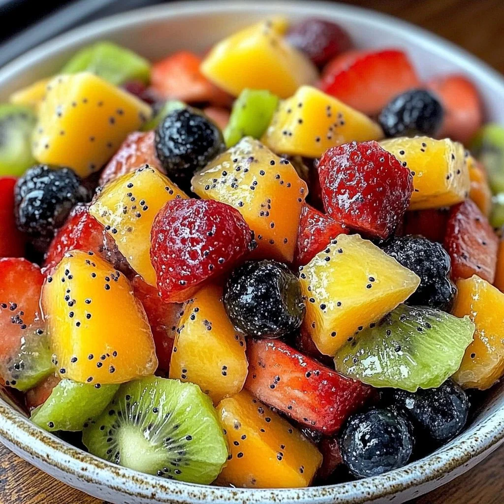 Irresistible Fresh Fruit Salad with Honey Lime Poppy Seed Dressing
