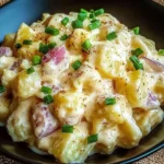 Delicious bowl of German Potato Salad with fresh herbs and dressing