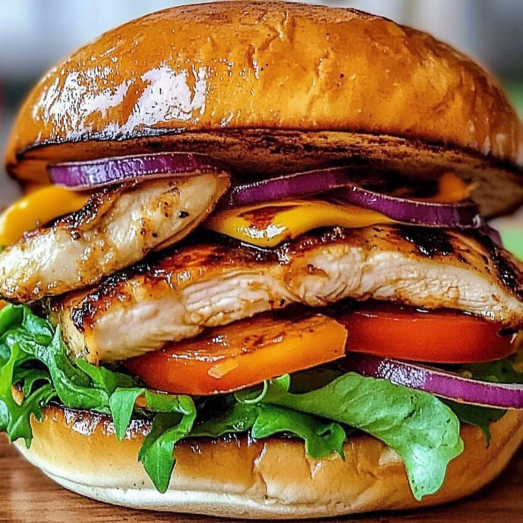 Irresistible grilled chicken sandwich with fresh ingredients and toppings
