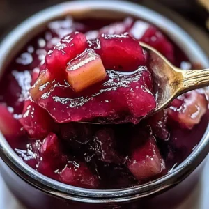 Homemade rhubarb jam in a jar with fresh rhubarb stalks and a slice of toast.