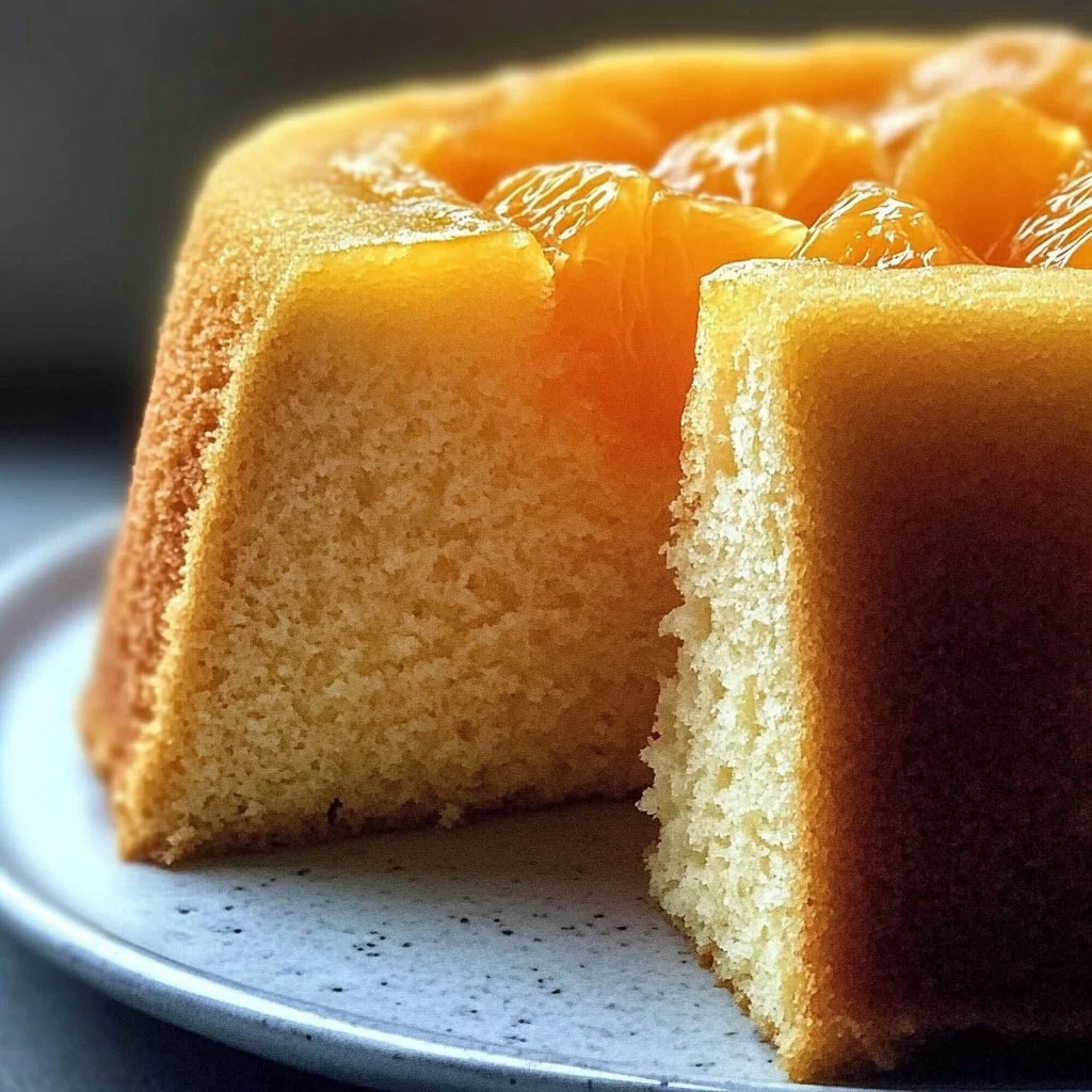 Irresistible orange chiffon cake served on a white plate