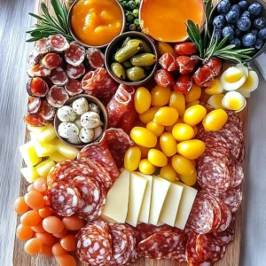 A beautifully arranged simple spring charcuterie board with seasonal ingredients.